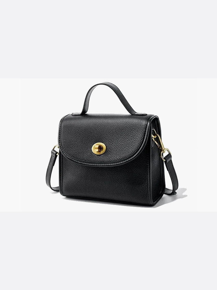 Sac à main noir carré cuir