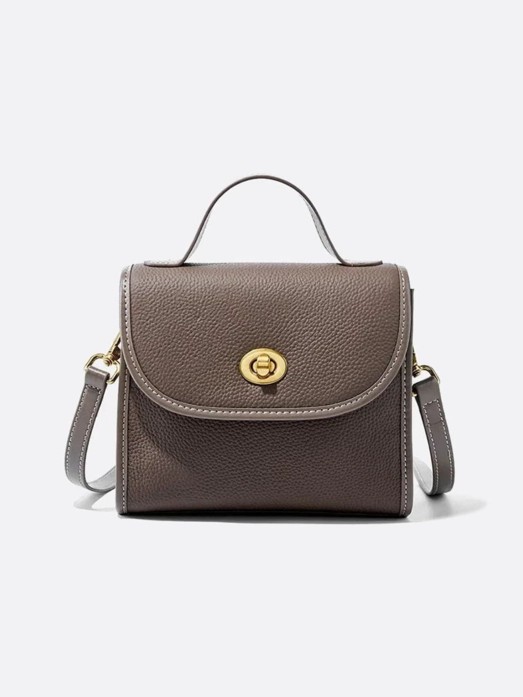 Sac à main carré cuir gris taupe
