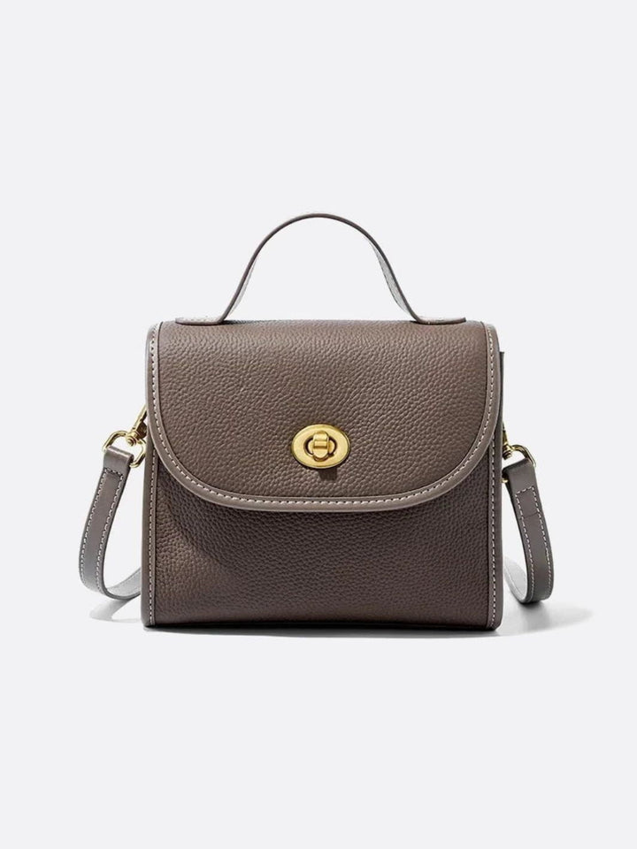 Sac à main carré cuir gris taupe