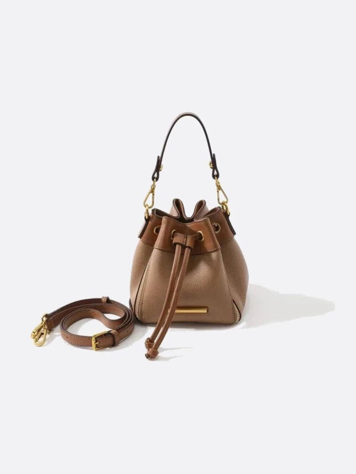 Sac à main seau cuir marron