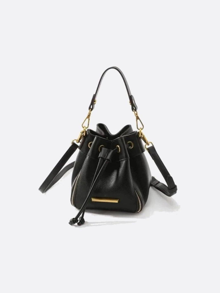 Sac à main seau cuir noir