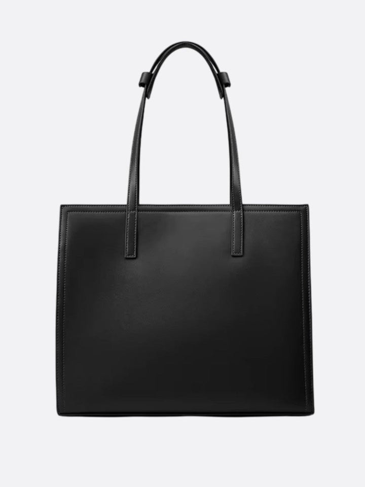 sac cabas cuir noir porté épaule