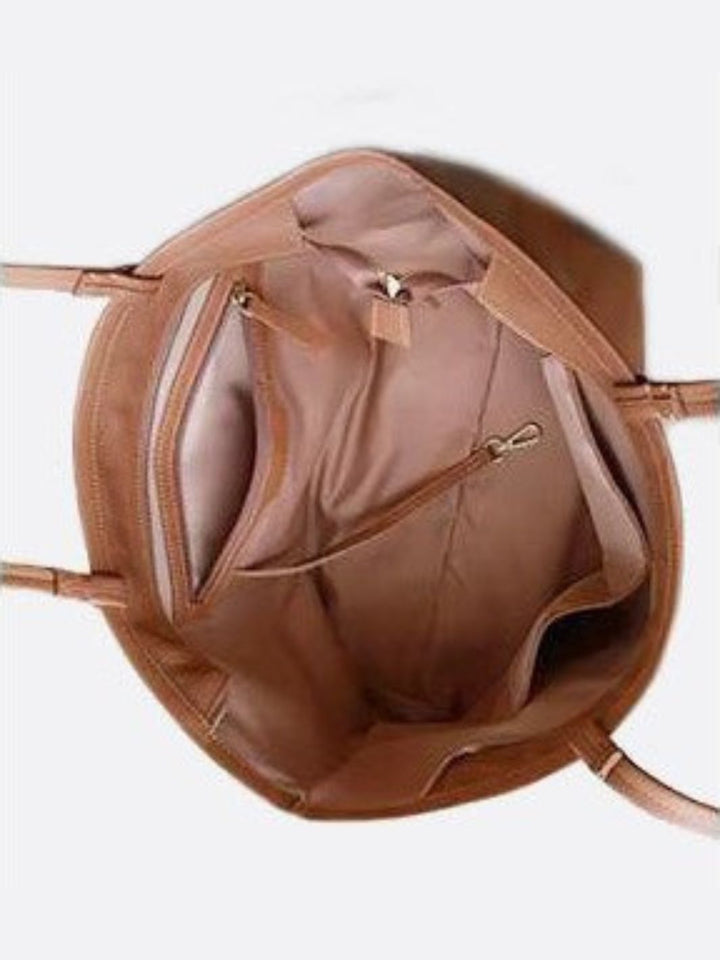 Leather tote bag with zipper