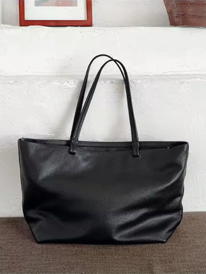 Sac cabas cuir noir avec fermeture éclair