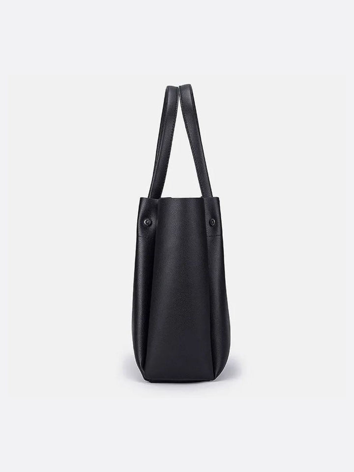 Black leather tote bag