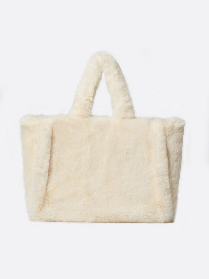 sac cabas blanc fausse fourrure
