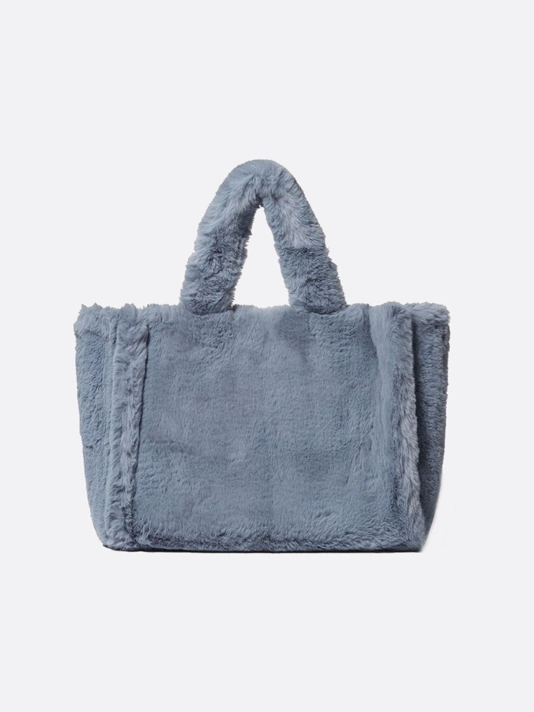 sac cabas bleu ciel fausse fourrure
