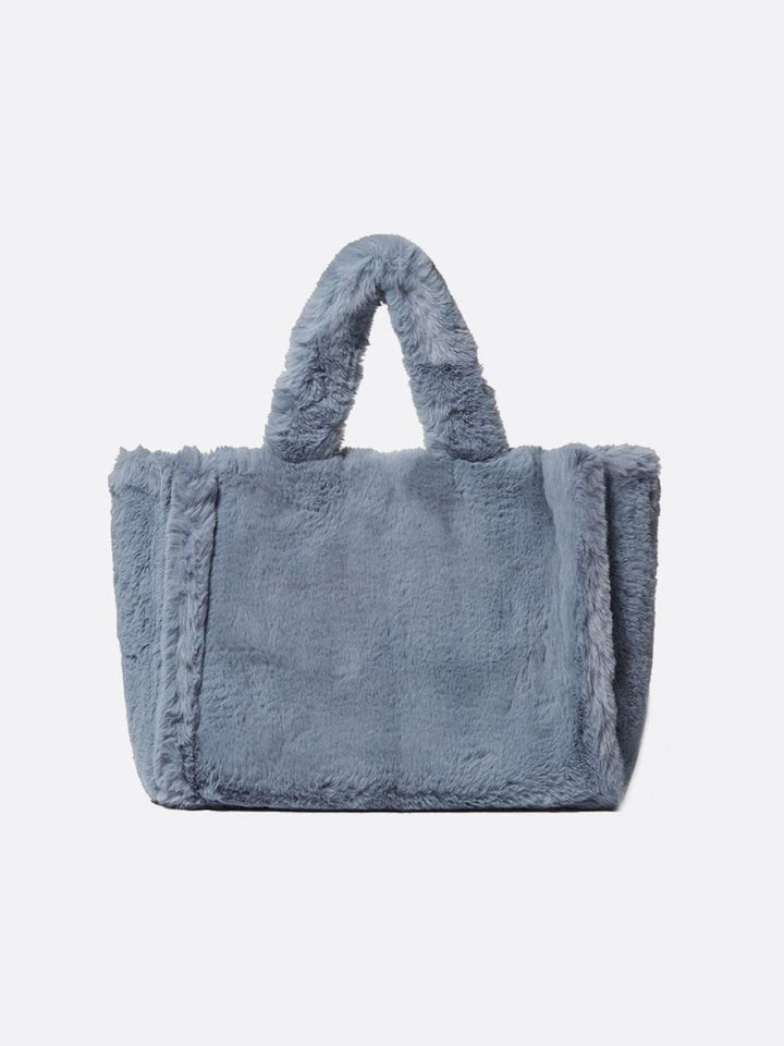 sac cabas bleu ciel fausse fourrure