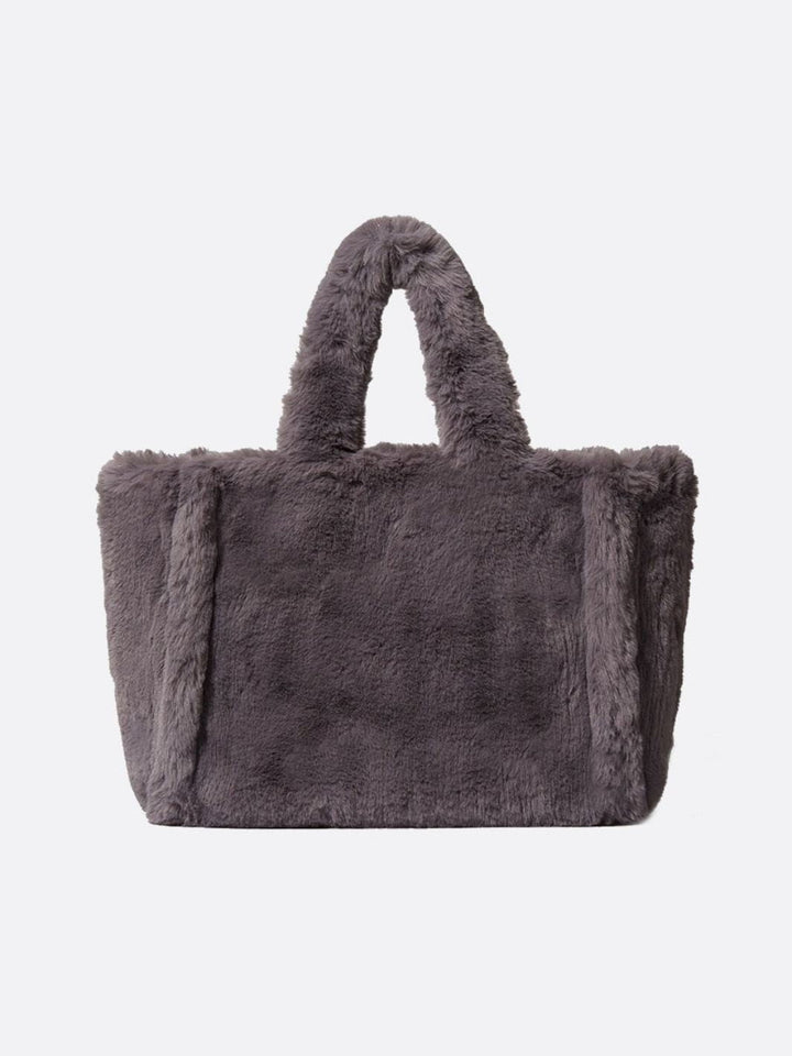sac cabas gris fausse fourrure