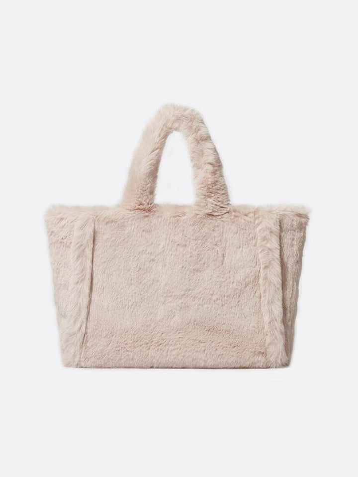 sac cabas rose pâle fausse fourrure