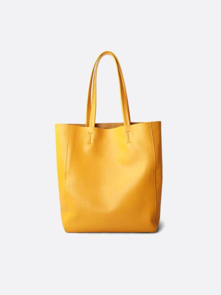 Sac cabas vertical cuir jaune