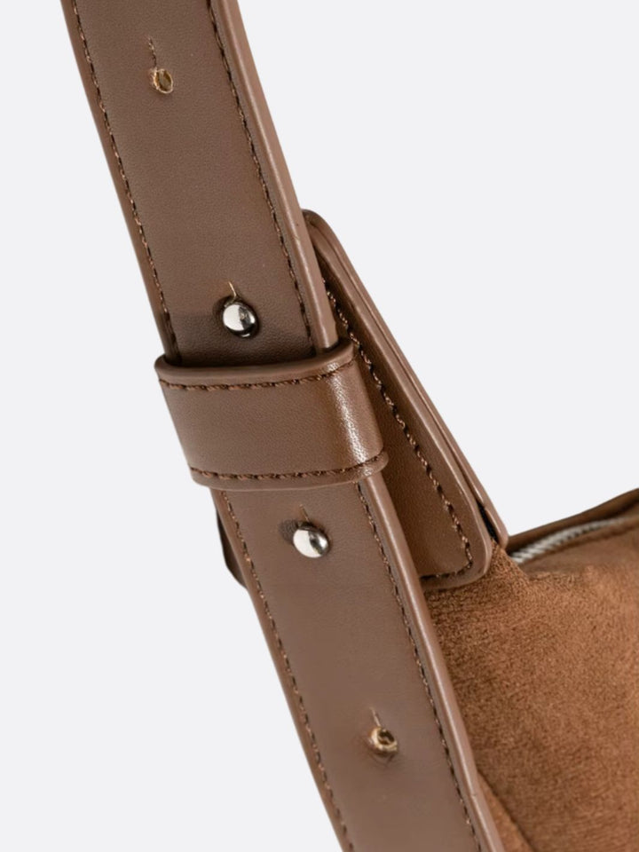 Suede half-moon bag