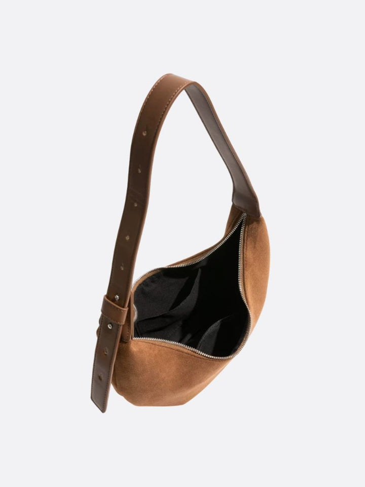Suede half-moon bag