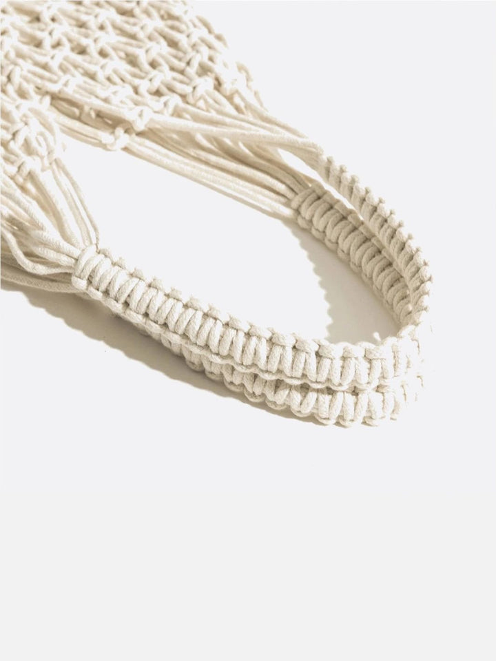 Mesh and straw tote bag