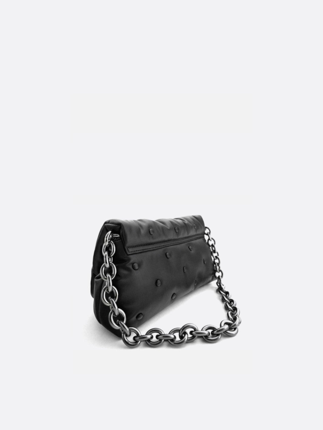 Black quilted bag with chain shoulder strap<br>Noctis